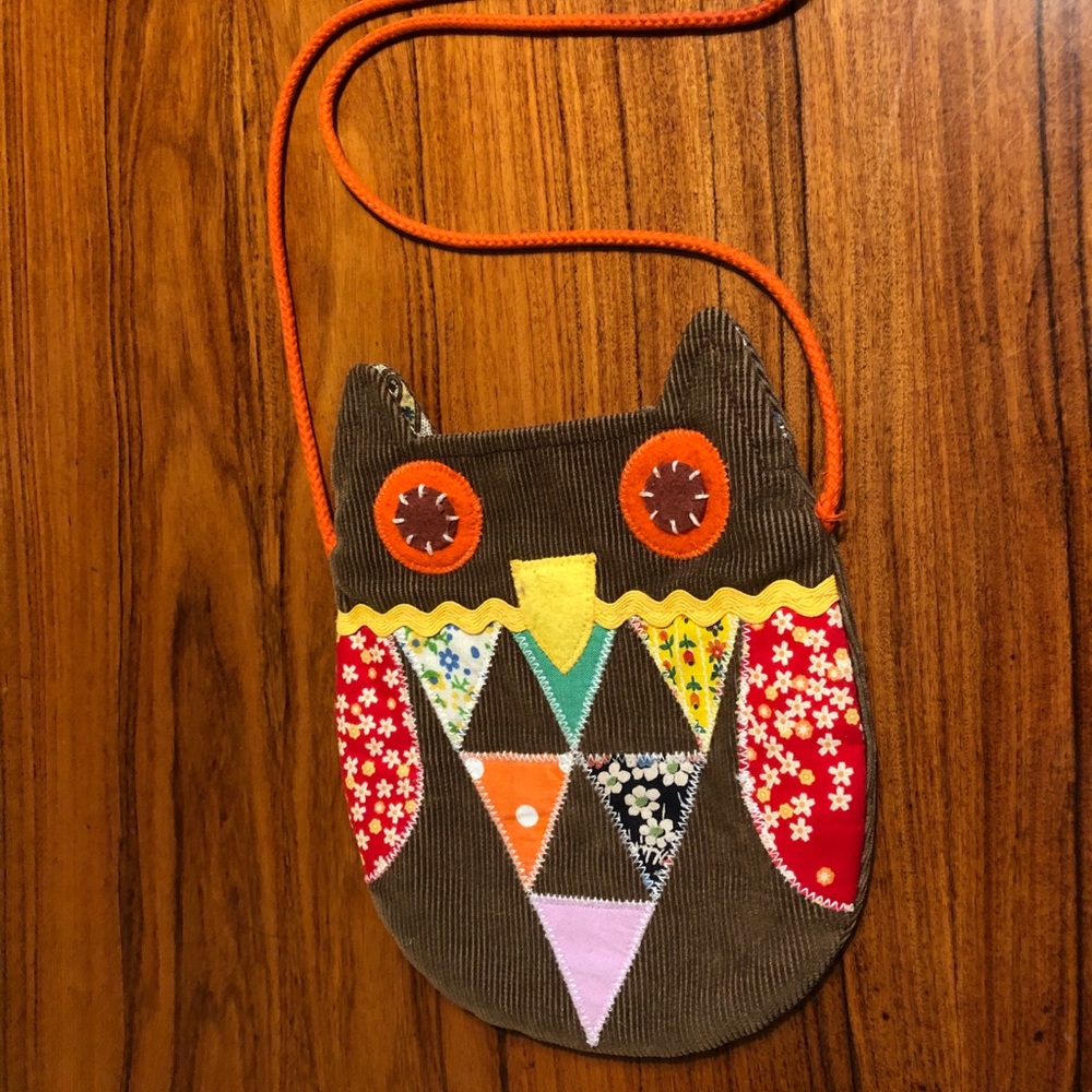 Kid’s patchwork corduroy owl bag